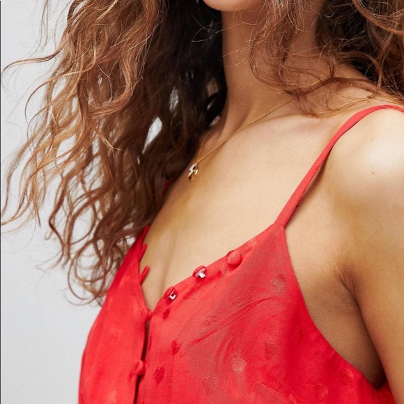 ASOS red luxe waisted cami in jacquard - Picture 3 of 4